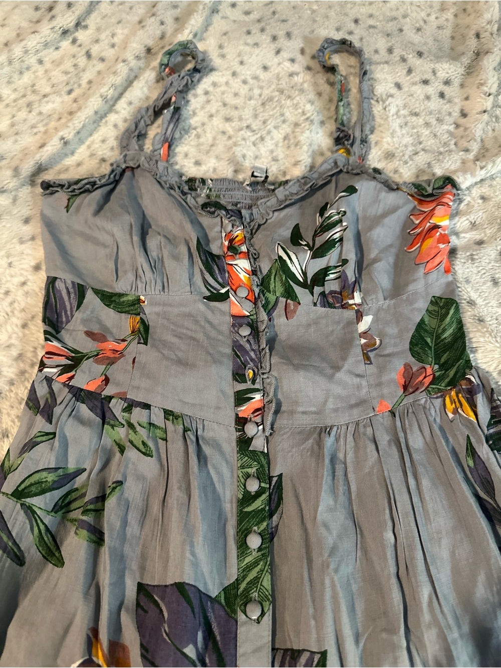 Patrons of Peace Gray Maxi Dress with Multicolor Floral Print - Picture 3 of 10